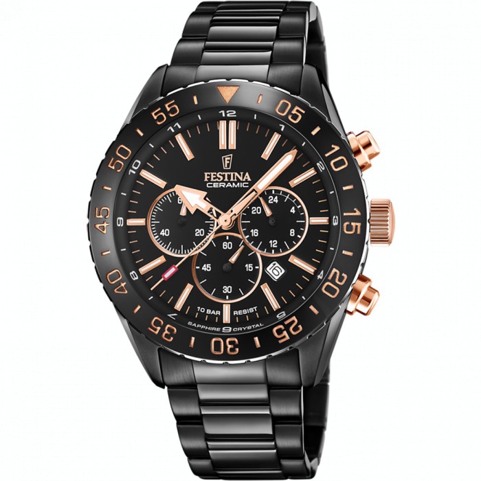 Ceas Barbati, Festina, Ceramic Chrono F20577/1 - Marime universala