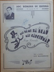 Partitura Mai da-mi sa beau mai carciumar, text si muzica Titi Maiorescu,interb.
