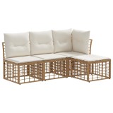 vidaXL Set de canapele de exterior cu pernă 4 pcs natural Poliester 3437448