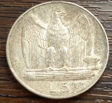 (A588) MONEDA DIN ARGINT ITALIA - 5 LIRE 1930, PATINA SUPERBA, LUCIU DE BATERE, Europa