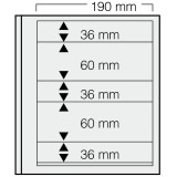 Set 5 folii pentru timbre, D-Blank 665PA, cu 5 buzunare de diferite dimensiuni