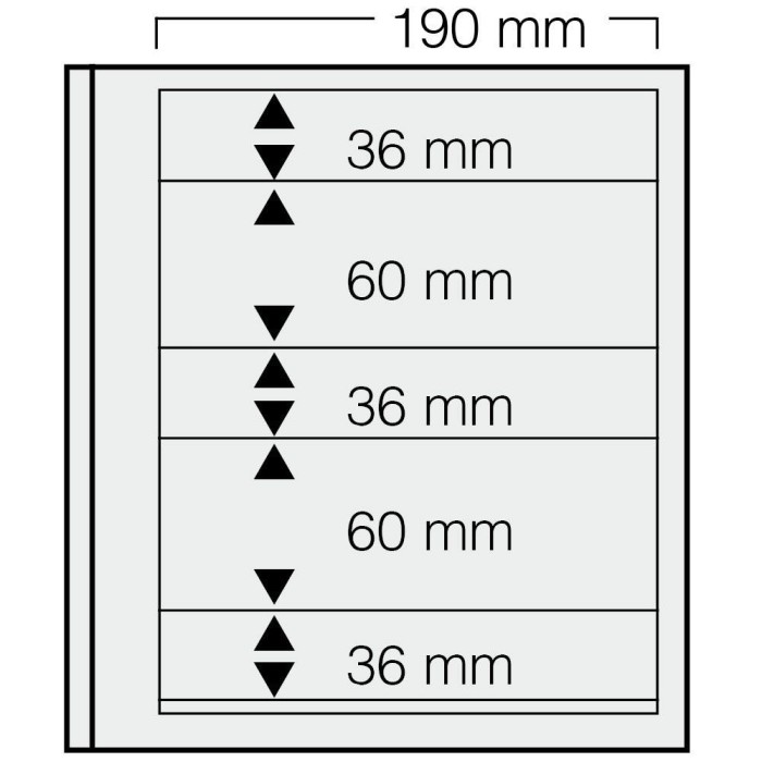 Set 5 folii pentru timbre, D-Blank 665PA, cu 5 buzunare de diferite dimensiuni