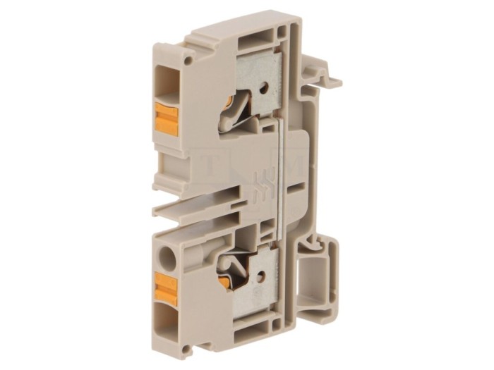 Conector bornă cu arc 6mm2, bej