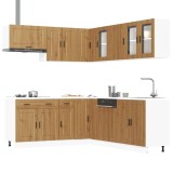 Set dulap de bucătărie 11 piese &bdquo;Porto&rdquo; stejar artizanal lemn