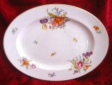 PLATOU PORTELAN ROSENTHAL BAVARIA DECOR FLORAL CU TRANDAFIRI ANUL 1935 37.5 CM
