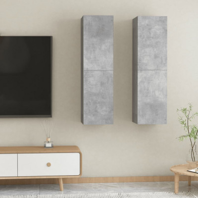 vidaXL Comode TV, 2 buc., gri beton, 30,5x30x110 cm, lemn prelucrat foto