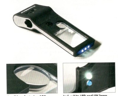 Lupa 6 in 1cu led si lentile 30x37/15 mm,marire 3X/10X,microscop marire 15X si lampa UV foto