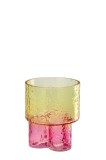 Cumpara ieftin Vaza flori sticla roz galbena 17,5 x 21 cm