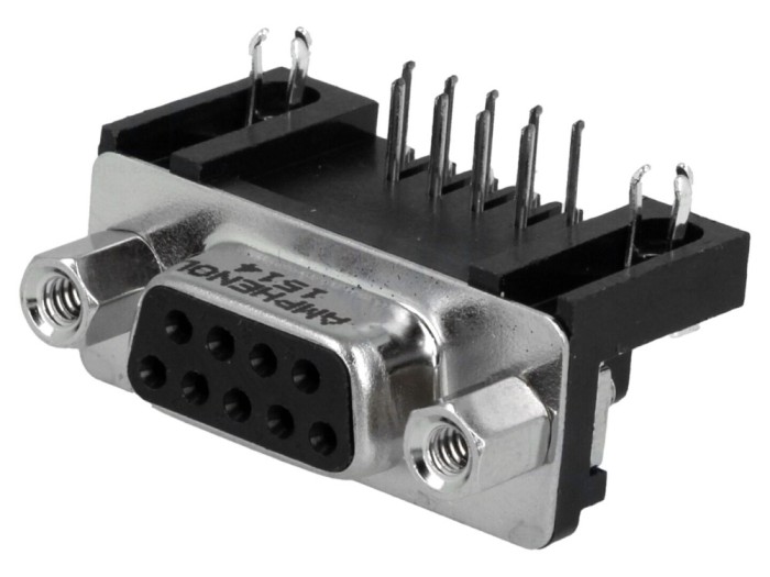 Conector D-Sub 9 Pin Mamă 90&deg;