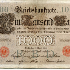 Bancnota Germania 1000 marci 1910 XF+