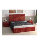 Pat Tapitat Eric Rosu + Saltea Lux Ortopedica + Noptiere Tapitate 180x200cm