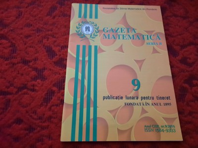 GAZETA MATEMATICA NR 9/2016--RF22/3 foto