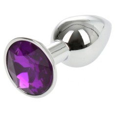 Dop Anal Metallic Buttplug Small Argintiu/Mov Passion Labs