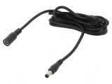 Cablu DC 5,5/2,5mm 2x0,5mm2 cu mufă și soclu drept negru