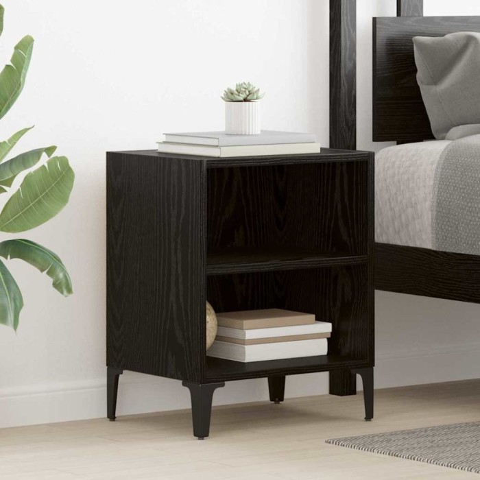 vidaXL Dulap de noapte 2 pcs Stejar negru 40 x 30 x 50 cm