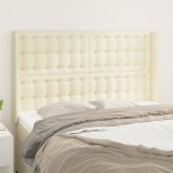 vidaXL Tăblie de pat cu aripioare, crem, 147x16x118/128 cm, piele eco