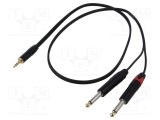 Cablu audio Jack 3,5mm la 2 x Jack 6,3mm 1m negru PVC Reds Music