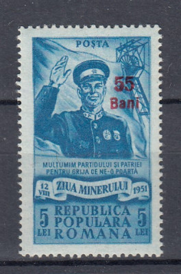 ROMANIA 1952 LP 313 ZIUA MINERULUI SUPRATIPAR MNH foto