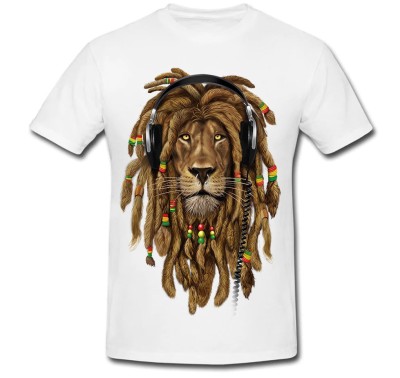 Tricou &amp;quot; Rasta lion with dreadlocks &amp;quot; foto