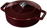 Cratiță din fontă emailată cu capac 26 cm, 2.5L &ndash; Berlinger Haus Burgundy Collection BH 6498, ideală pentru cuptor sau plită, gătit lent