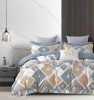 Lenjerie pat single,bumbac finet,4 piese,cearceaf normal,multicolora,romburi-A1052, Jojo Home