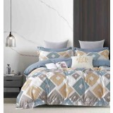 Lenjerie pat single,bumbac finet,4 piese,cearceaf normal,multicolora,romburi-A1052