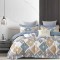 Lenjerie pat single,bumbac finet,4 piese,cearceaf normal,multicolora,romburi-A1052