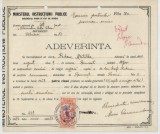 Romania, Ministerul Instructiunii Publice, Scoala primarade fete &quot;Alexandru Voda Ghica&quot;, Adeverinta, Bucuresti, 1928