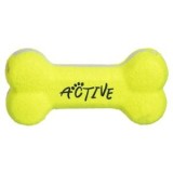 Jucarie pentru caini din cauciuc, forma de os, verde lime, cu efecte sonore, 15x4x7cm, CMCLASS