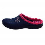 Papuci de casa dama, din textil, Inblu, EC000045-42-89, bleumarin