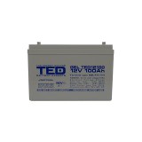 Acumulator 12V GEL Deep Cycle Solar, Dimensiuni 330 x 173 x 212 mm, Baterie 12V 100Ah M8, TED Electric TED004147 SafetyGuard Surveillance