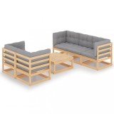 vidaXL Set mobilier de grădină cu perne, 6 piese, lemn masiv de pin 3076379