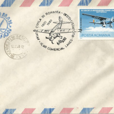 România, 60 de ani aviaţie civilă în România, plic, Bucureşti, 1980