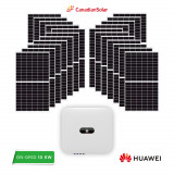 Cumpara ieftin Kit sistem fotovoltaic 10 kW, invertor trifazat Huawei si 18 panouri Canadian Solar 550 W