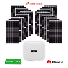 Kit sistem fotovoltaic 10 kW, invertor trifazat Huawei si 18 panouri Canadian Solar 550 W