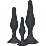 Toyjoy-Curvy Companions Set 3 Pluguri Anale Negre-Silicon