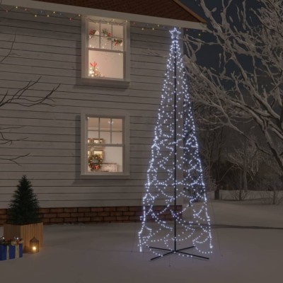 Gossi brad de craciun conic, 1400 led-uri, alb rece, 160x500 cm foto