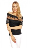 N560-1 Bluza eleganta accesorizata cu plasa la decolteu