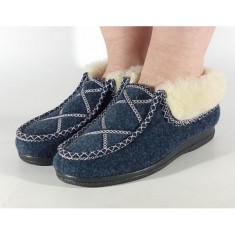 Papuci din lana/paslarii bleumarini imblaniti gros 6080