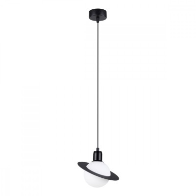 Lampă Suspendată Hyperion Neagră Oțel 1 Bec Minge Modernă De Interior foto