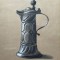 Cană de cafea din cositor, tehnică mixtă, semnată şi datată 1916