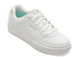 Pantofi sport SKECHERS albi, SPORT COURT 2.0, din piele ecologica