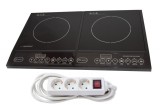 Set Plita electrica cu inductie, 2 ochiuri control al temperaturii pe 8 nivele si 4 functii de gatit si prelungitor Arcas 1,5 m cu 3 prize