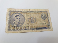 bancnota romania 5 lei 1952 foto