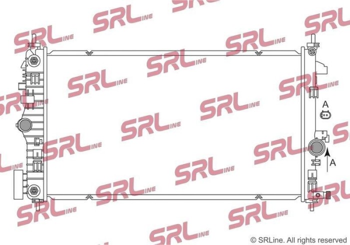 Radiator Opel Insignia 17, motor: 1.6 Cdti, 2.0 Cdti, iesire - conector rapid; cu sensor, 680x397x26, SRLine, Aluminiu/ Plastic brazat, 1300371;