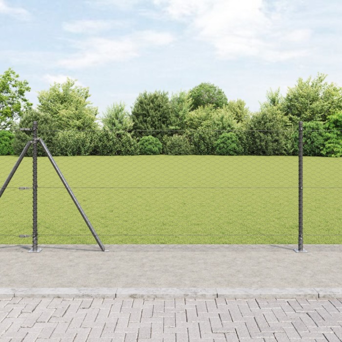 Gard Hexagonal vidaXL Gri 1x50 m Oțel