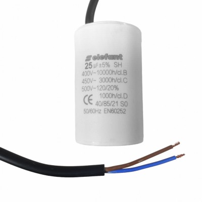Condensator cu fire CBB60 25&amp;micro;F 45x72mm 450V, Elefant Innovative ReliableTools foto