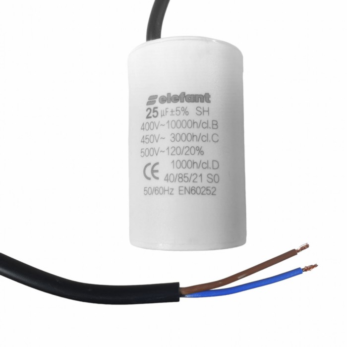 Condensator cu fire CBB60 25&micro;F 45x72mm 450V, Elefant Innovative ReliableTools