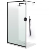 Paravan dus walk-in Aqua Class &reg; Black, model Frame negru, sticla clara, securizata, 90x195 cm