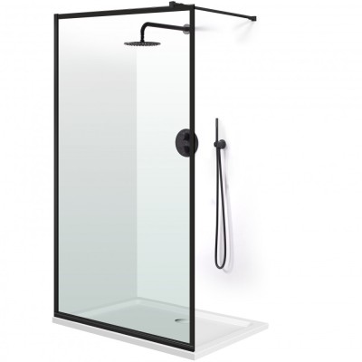 Paravan dus walk-in Aqua Class &amp;reg; Black, model Frame negru, sticla clara, securizata, 90x195 cm foto